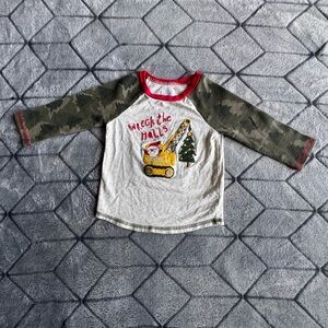 Mud Pie Wreck the Halls Camo Sleeve Shirt